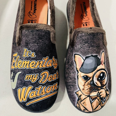 Zapatilla de casa PERRO - cerrada Plumaflex - marrón