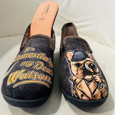 Zapatilla de casa PERRO - cerrada Plumaflex - marrón