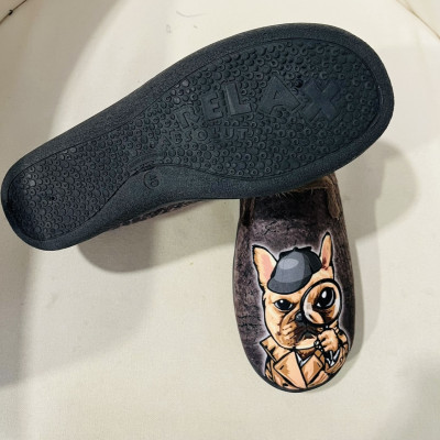 Zapatilla de casa PERRO - cerrada Plumaflex - marrón