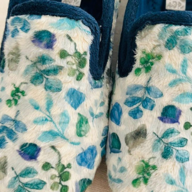 Zapatillas de casa FLORA - cerrada con cuña - azul