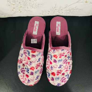 Zapatillas de casa FLORA - descalza con cuña media - malva