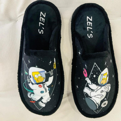 Zapatilla de casa descalza - HOMER SIMPSON - negro