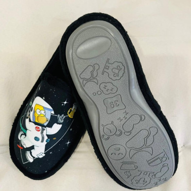 Zapatilla de casa descalza - HOMER SIMPSON - negro