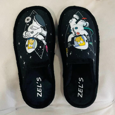 Zapatilla de casa descalza - HOMER SIMPSON - negro