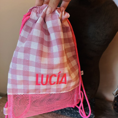 Mochila MESH + VICHY MINI - rosa flúor