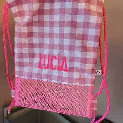 Mochila MESH + VICHY MINI - rosa flúor