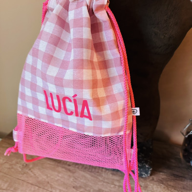 Mochila MESH + VICHY MINI - rosa flúor