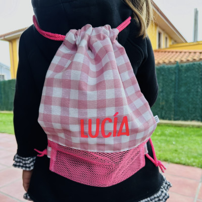 Mochila MESH + VICHY MINI - rosa flúor