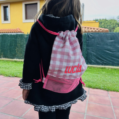 Mochila MESH + VICHY MINI - rosa flúor