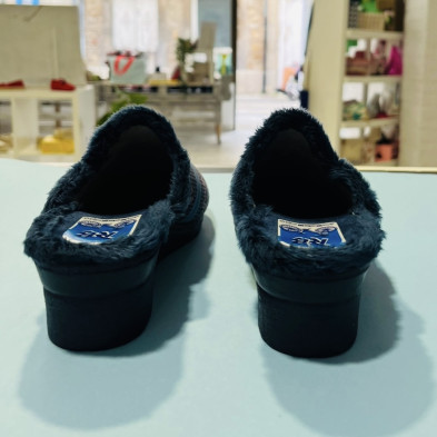 Zapatillas de casa LAZO - descalza con cuña alta - azul marino