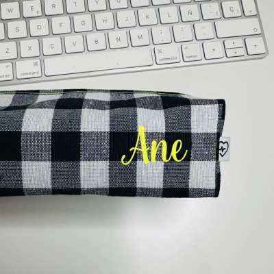 Estuche BRICK - vichy negro - personalizable