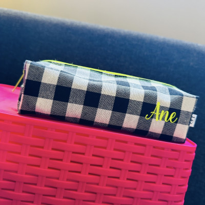 Estuche BRICK - vichy negro - personalizable