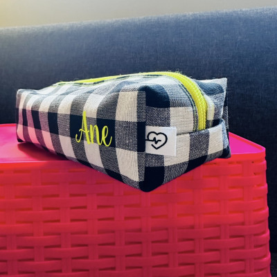Estuche BRICK - vichy negro - personalizable