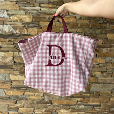 Totebag XL MARVE vichy rosa - personalizable