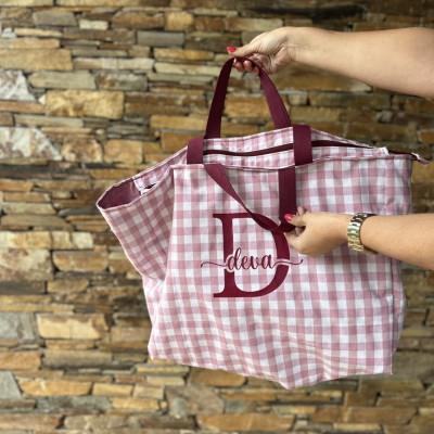 Totebag XL MARVE vichy rosa - personalizable