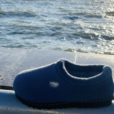 Zapatilla de casa DUNA Plumaflex - azul - cerrada