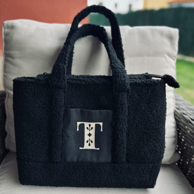 Bolso TEDDY - borreguillo negro - personalizable