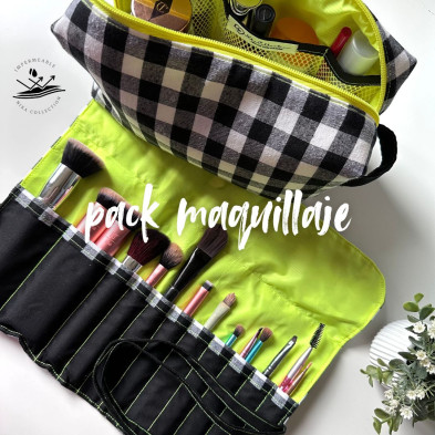 Pack estuche y neceser maquillaje personalizable - vichy negro + impermeable