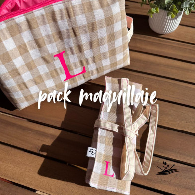 Pack estuche y neceser maquillaje personalizable - vichy beig + impermeable