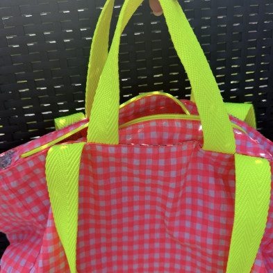 Totebag MARVE - rosa fluor + flor fluor - personalizable