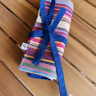 Estuche para brochas ACAYA personalizable - rayas multicolor + impermeable