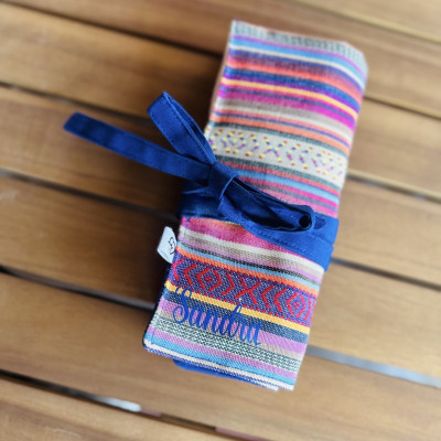 Estuche para brochas ACAYA personalizable - rayas multicolor + impermeable
