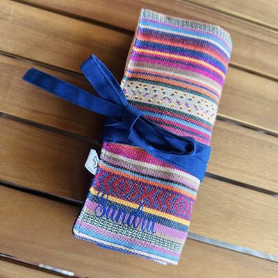 Estuche para brochas ACAYA personalizable - rayas multicolor + impermeable