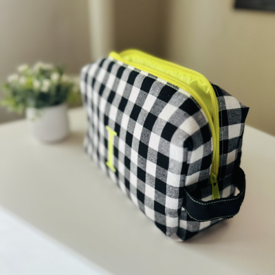 Neceser BOX talla L - vichy negro + impermeable amarillo fluor