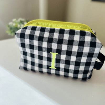 Neceser BOX talla L - vichy negro + impermeable amarillo fluor