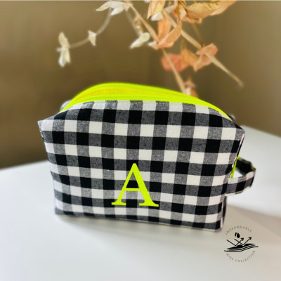 Neceser BOX talla L - vichy negro + impermeable amarillo fluor