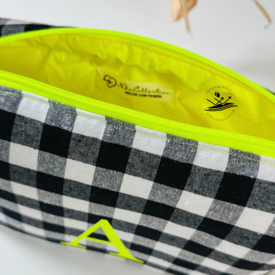 Neceser BOX talla L - vichy negro + impermeable amarillo fluor
