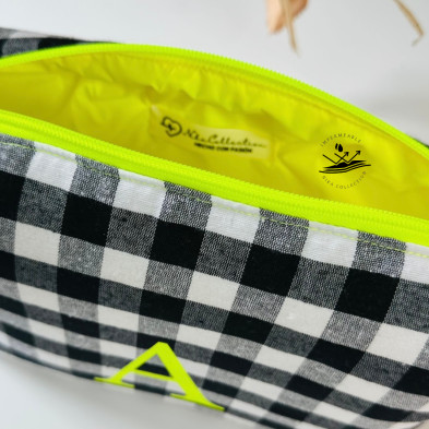 Neceser BOX talla L - vichy negro + impermeable amarillo fluor