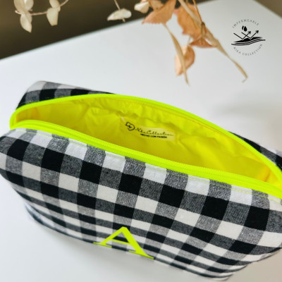 Neceser BOX talla L - vichy negro + impermeable amarillo fluor