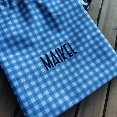 Bolsa de merienda impermeable - MARVE vichy azul - personalizable
