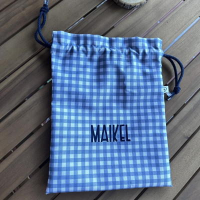 Bolsa de merienda impermeable - MARVE vichy azul - personalizable