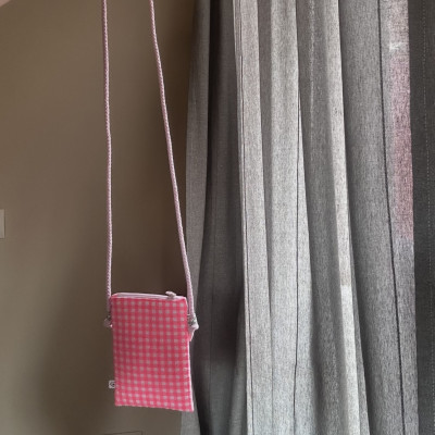Mini bolso plano MARVE vichy rosa flúor - personalizable