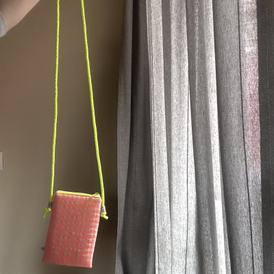 Mini bolso plano MARVE vichy Naranja flúor - personalizable