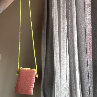 Mini bolso plano MARVE vichy Naranja flúor - personalizable