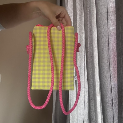 Mini bolso plano MARVE vichy Amarillo flúor - personalizable