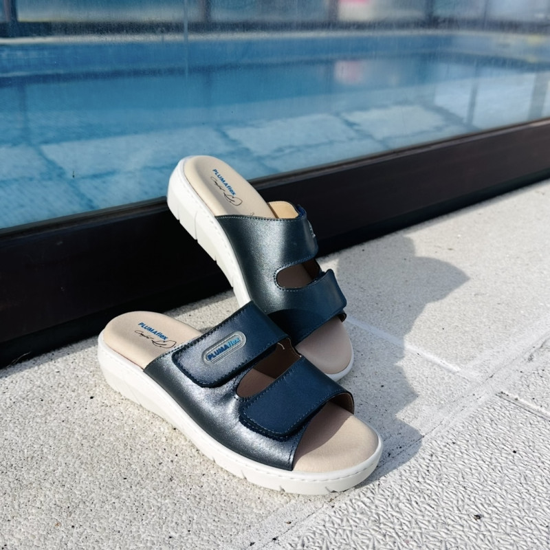 Sandalia ROMA - abierta con velcro - marino