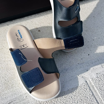 Sandalia ROMA - abierta con velcro - marino