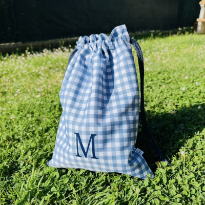 Bolsa de merienda impermeable - MARVE vichy azul - personalizable