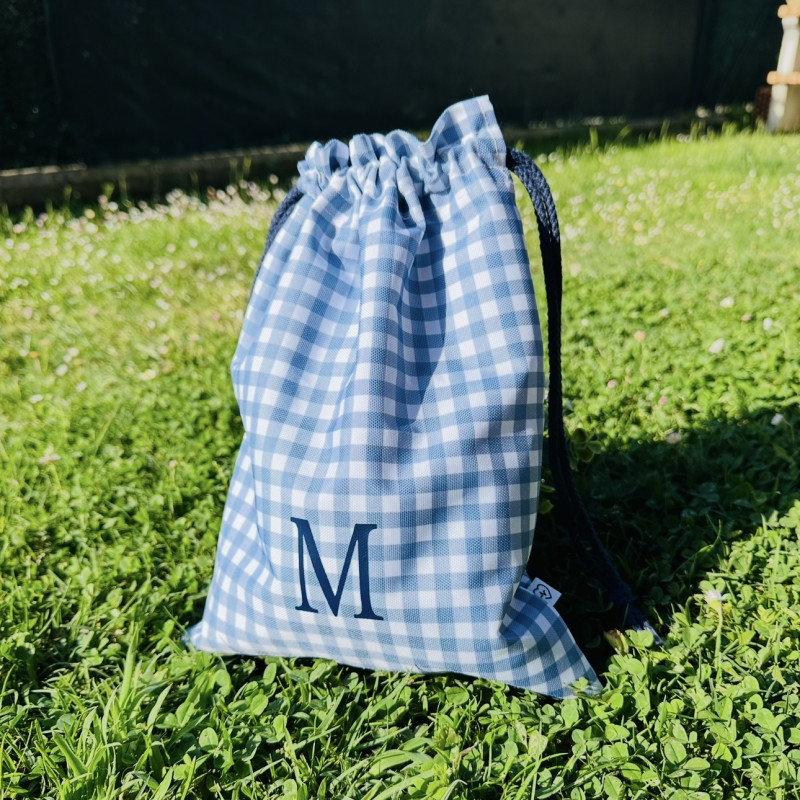 Bolsa de merienda impermeable - MARVE vichy azul - personalizable