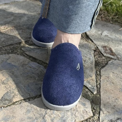 Zapatilla de casa descalza media cuña SAFARI Plumaflex azul marino