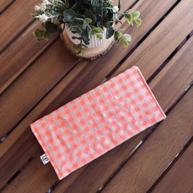 Cartera MARVE vichy naranja flúor interior flores - personalizable