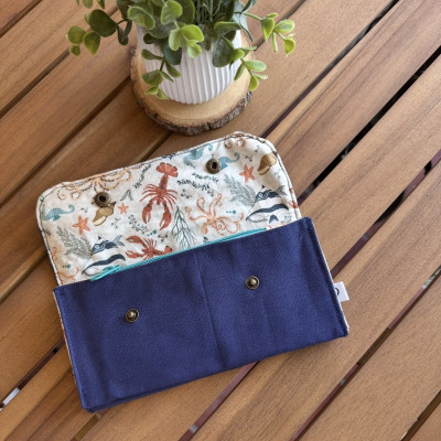 Cartera NATURE azul marino + fondo marino - personalizable