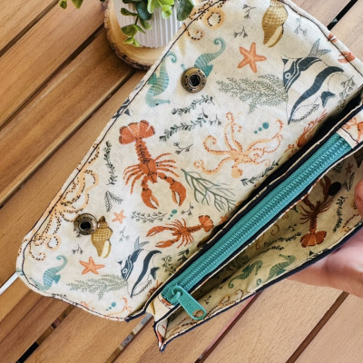 Cartera NATURE azul marino + fondo marino - personalizable