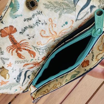 Cartera NATURE azul marino + fondo marino - personalizable