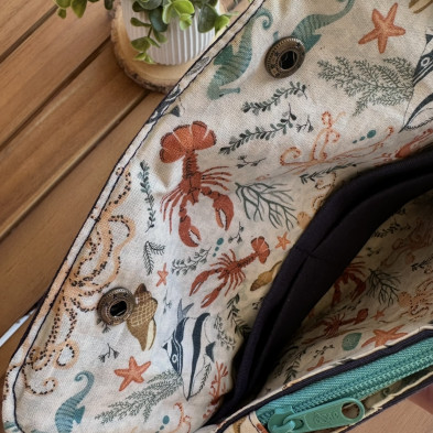 Cartera NATURE azul marino + fondo marino - personalizable
