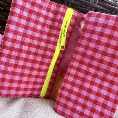 Joyero de viaje MARVE - personalizable - vichy rosa/rojo